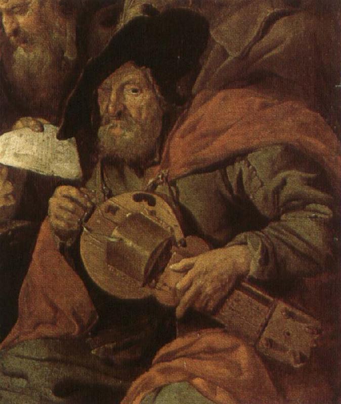 Hans Multscher showing ahurdy gurdy player Germany oil painting art